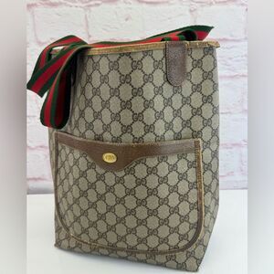 Gucci Vintage Web Sherry Line Beige Monogram Tote